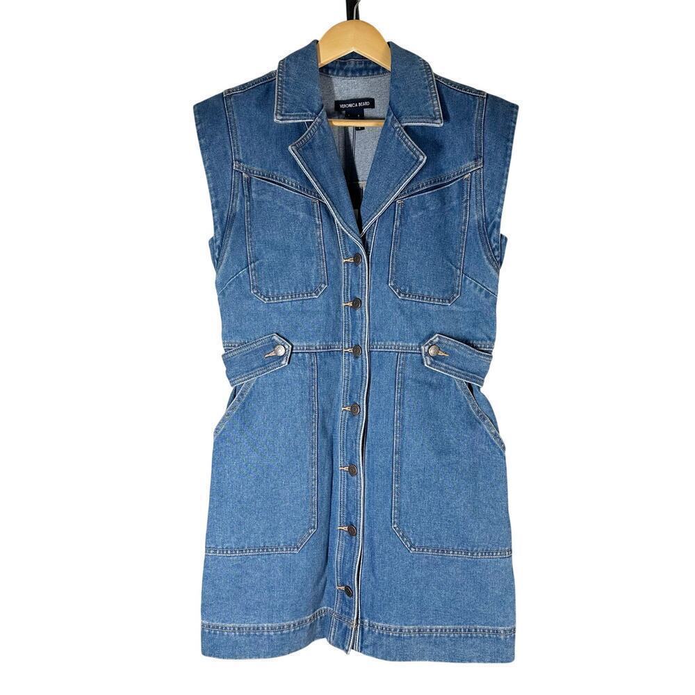 Veronica Beard Jax Denim Casual Mini Dress Size 6 Light Cornflower